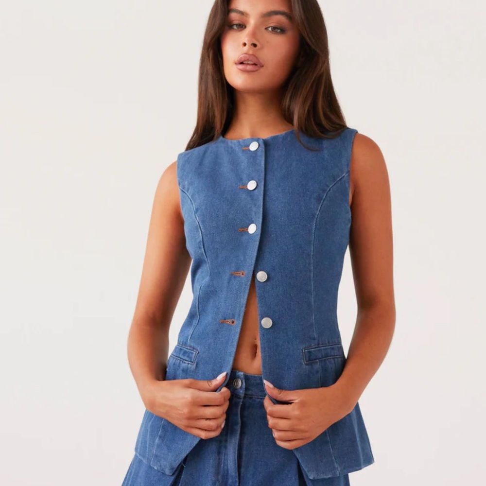 Blue Denim Sleeveless Top